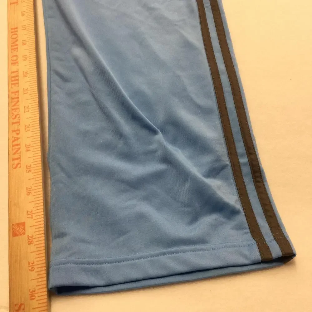 Adidas Track Pants Mens Medium Blue 3 Stripe Elastic Waist Side Pockets